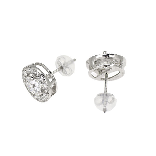 新品 Pt950/ Pt900 ダイヤモンド ピアス 1.040ct E/F SI2 VG D0.46ct 鍛造ミルグレイン【エスコレ】