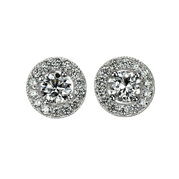 新品 Pt950/ Pt900 ダイヤモンド ピアス 1.043ct E SI2 G D0.46ct 鍛造ミルグレイン【エスコレ】