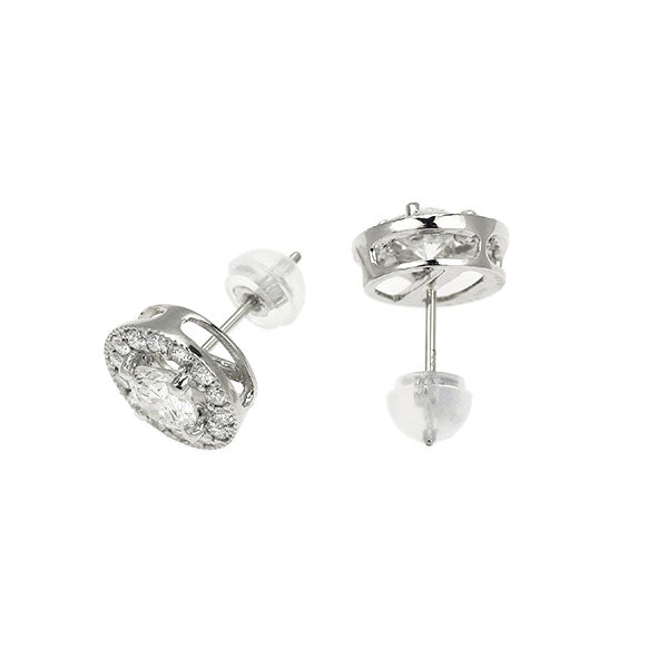 新品 Pt950/ Pt900 ダイヤモンド ピアス 1.043ct E SI2 G D0.46ct 鍛造ミルグレイン【エスコレ】