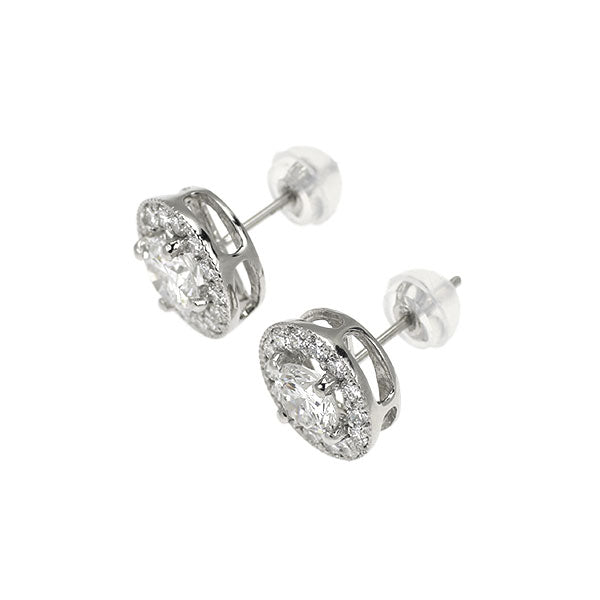 新品 Pt950/ Pt900 ダイヤモンド ピアス 1.017ct F SI2 G D0.46ct 鍛造ミルグレイン【エスコレ】