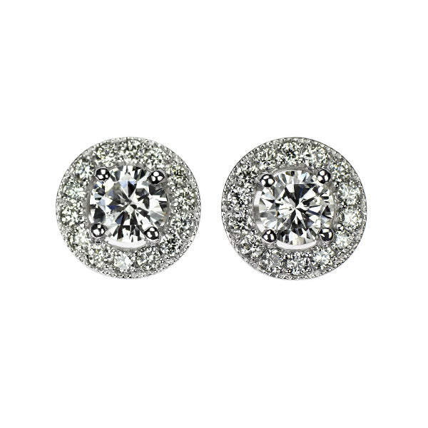 新品 Pt950/ Pt900 ダイヤモンド ピアス 1.017ct F SI2 G D0.46ct 鍛造ミルグレイン【エスコレ】