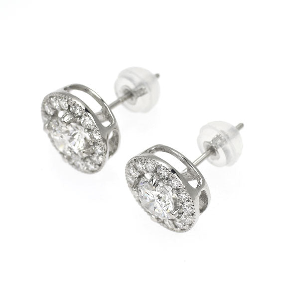 新品 Pt950/ Pt900 ダイヤモンド ピアス 1.029ct E/F SI2 G D0.46ct 鍛造ミルグレイン【エスコレ】