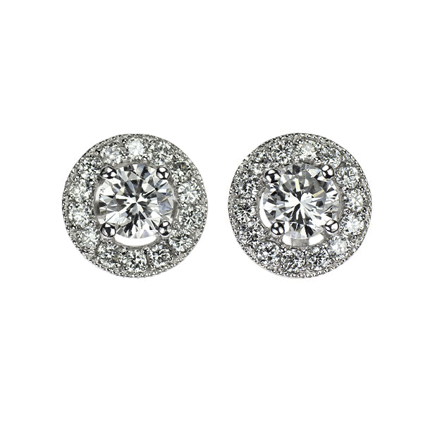 新品 Pt950/ Pt900 ダイヤモンド ピアス 1.029ct E/F SI2 G D0.46ct 鍛造ミルグレイン【エスコレ】