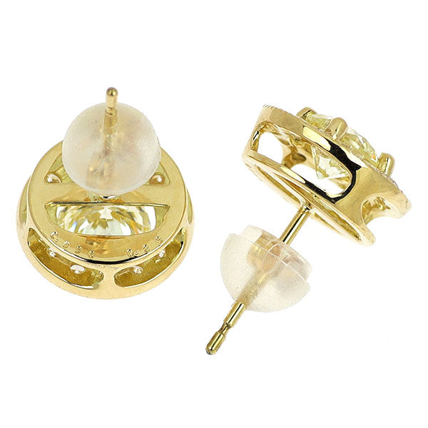 新品 K18YG ダイヤモンド ピアス 1.048ct VLY VS2/SI1 VG/G D0.46ct 鍛造ミルグレイン【エスコレ】