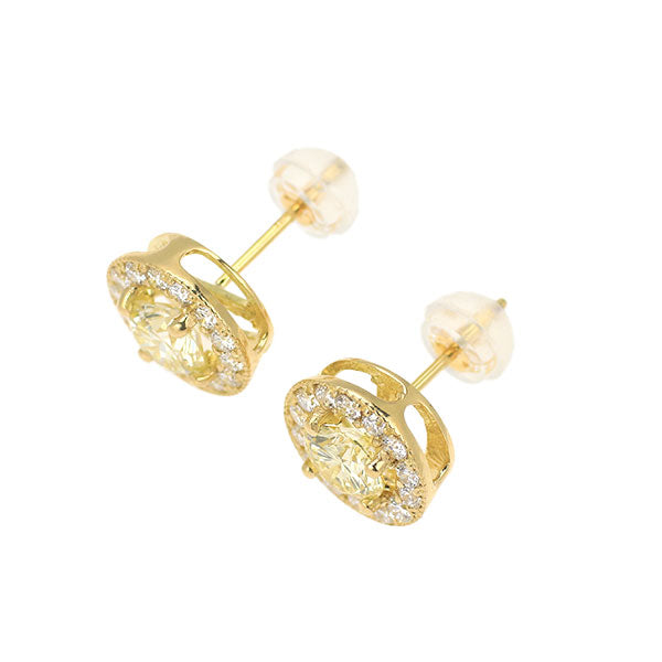 新品 K18YG ダイヤモンド ピアス 1.104ct LY SI1 G D0.46ct 鍛造ミルグレイン【エスコレ】