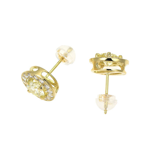 新品 K18YG ダイヤモンド ピアス 1.104ct LY SI1 G D0.46ct 鍛造ミルグレイン【エスコレ】