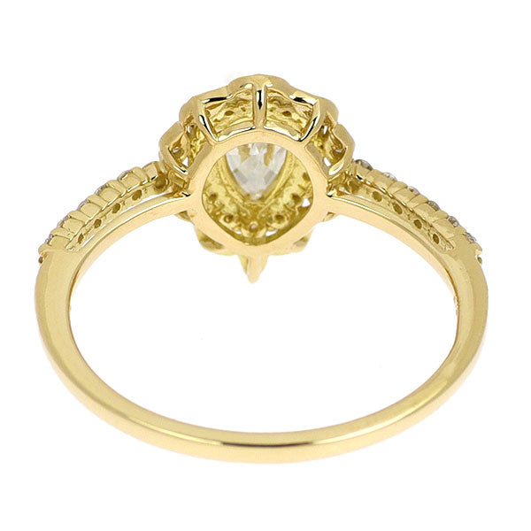 新品 K18YG ペアシェイプ ダイヤモンド リング 0.436ct G SI1 D0.27ct【エスコレ】