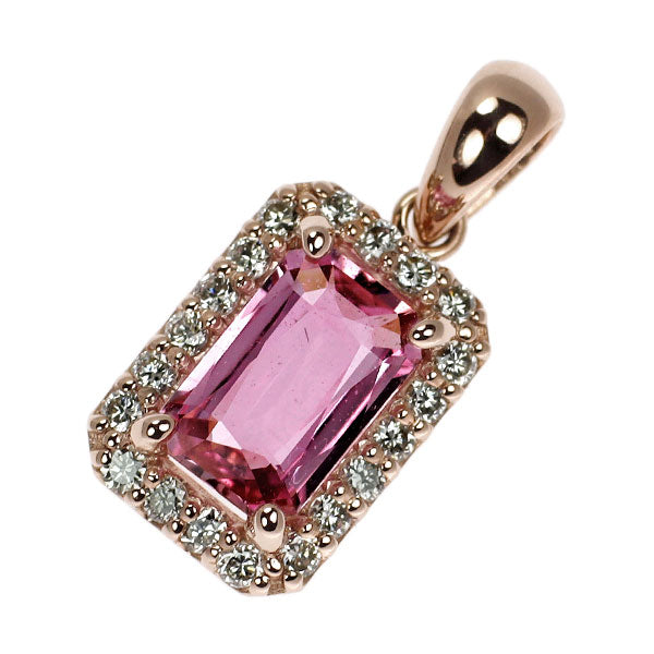 新品 K18PG  ファンシーカット ピンクサファイア ダイヤモンド ペンダントトップ 0.65ct D0.12ct 【エスコレ】