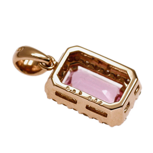 新品 K18PG  ファンシーカット ピンクサファイア ダイヤモンド ペンダントトップ 0.65ct D0.12ct 【エスコレ】