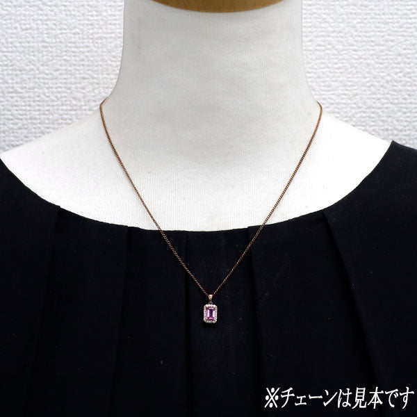 新品 K18PG エメラルドカット ピンクサファイア ダイヤモンド ペンダントトップ 0.62ct D0.12ct 【エスコレ】