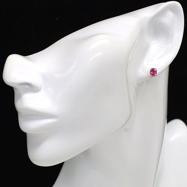 新品 K18YG ビルマ産 オーバルシェイプルビー ピアス 1.24ct 【エスコレ】