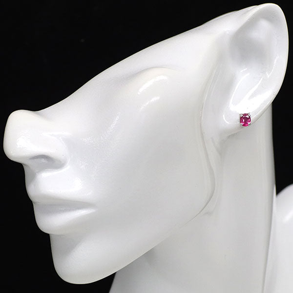 新品 K18YG ビルマ産 オーバルシェイプルビー ピアス 1.11ct 【エスコレ】