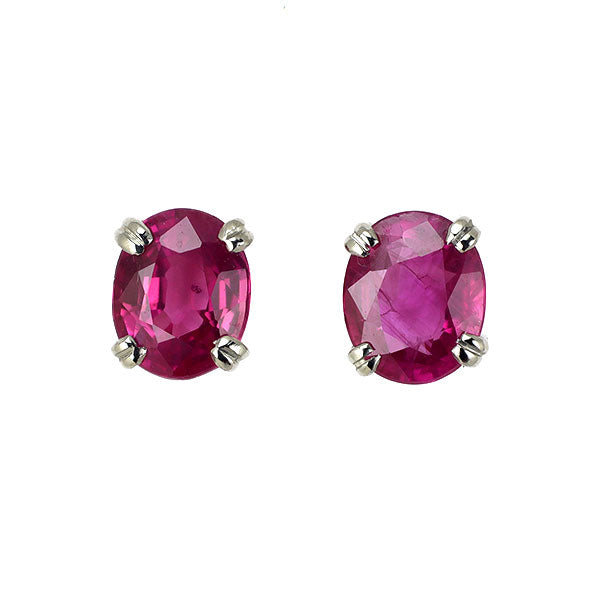 新品 K18YG ビルマ産 オーバルシェイプルビー ピアス 1.11ct 【エスコレ】