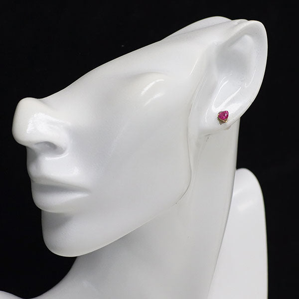 新品 K18YG ビルマ産 ハートシェイプ ルビー ピアス 1.17ct【エスコレ】
