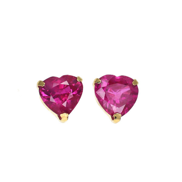 新品 K18YG ビルマ産 ハートシェイプ ルビー ピアス 1.17ct【エスコレ】