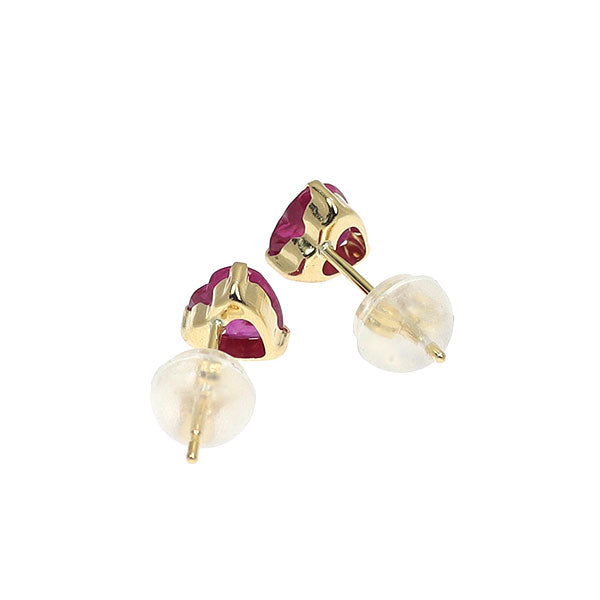 新品 K18YG ビルマ産 ハートシェイプ ルビー ピアス 1.13ct 【エスコレ】