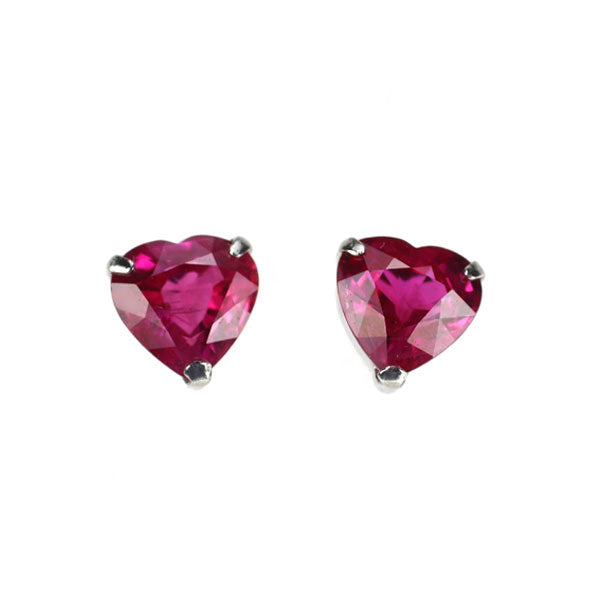 新品 Pt900 ビルマ産 ハートシェイプ ルビー ピアス 1.16ct 【エスコレ】