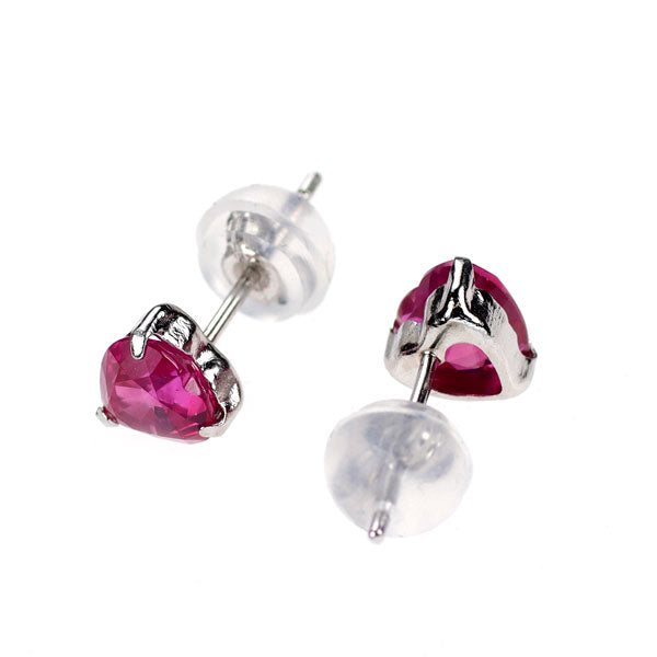 新品 Pt900 ビルマ産 ハートシェイプ ルビー ピアス 1.28ct 【エスコレ】