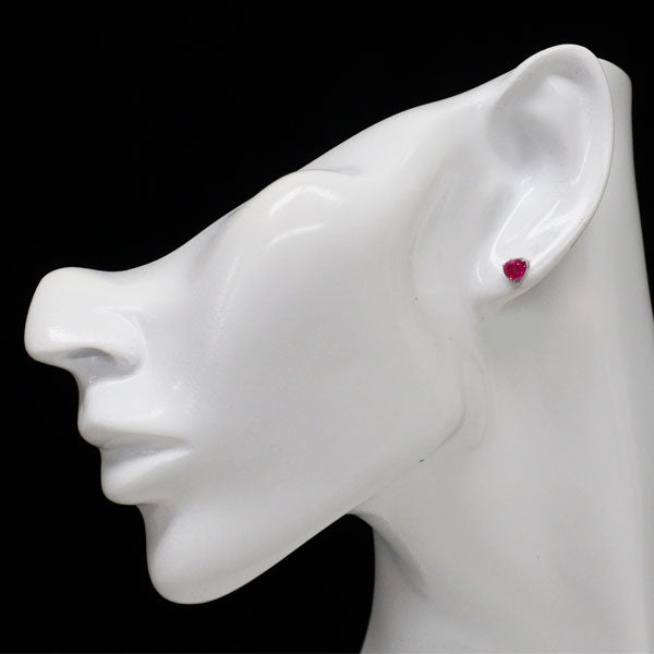 新品 Pt900 ビルマ産 ハートシェイプ ルビー ピアス 1.28ct 【エスコレ】
