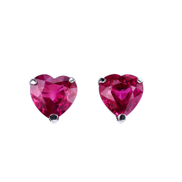 新品 Pt900 ビルマ産 ハートシェイプ ルビー ピアス 1.14ct 【エスコレ】