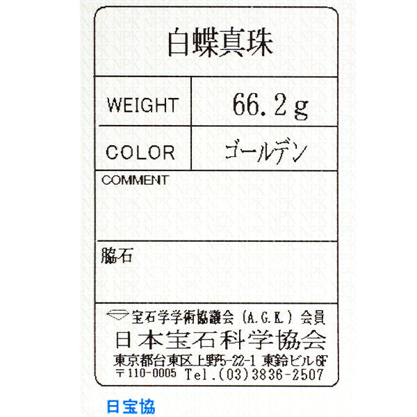 SV 白蝶ゴールデン 真珠 ネックレス 径約9.0-11.2mm