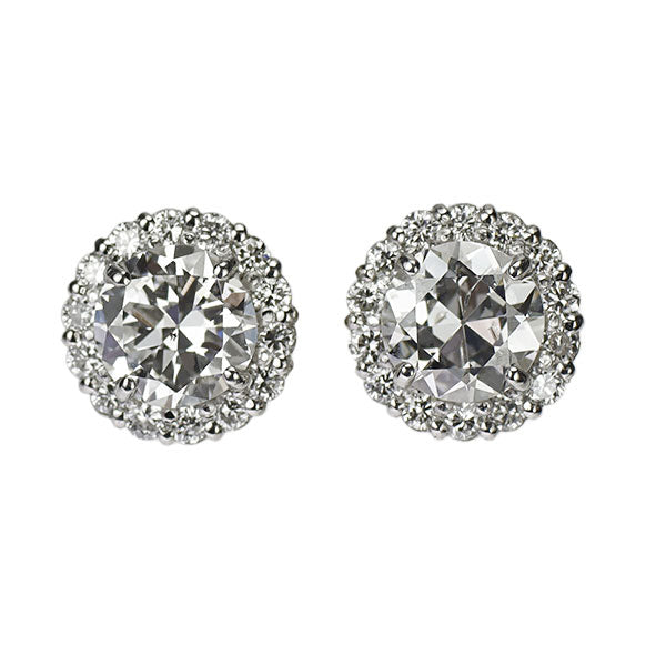 Pt950/Pt900 サーキュラーブリリアントカット ダイヤモンド ピアス 1.395ct G/H SI1/SI2 D0.32ct