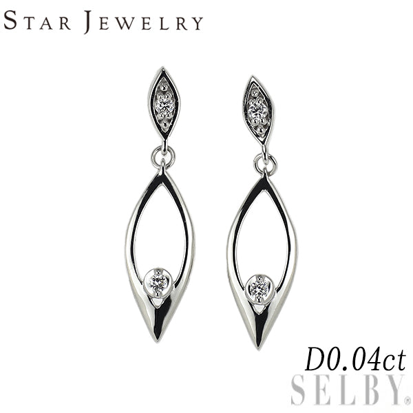 スタージュエリー K18WG ダイヤモンド ピアス 0.04ct