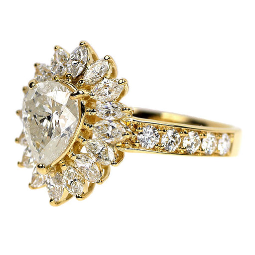 K18YG ペアシェイプ ダイヤモンド リング 1.027ct J I1 D1.15ct