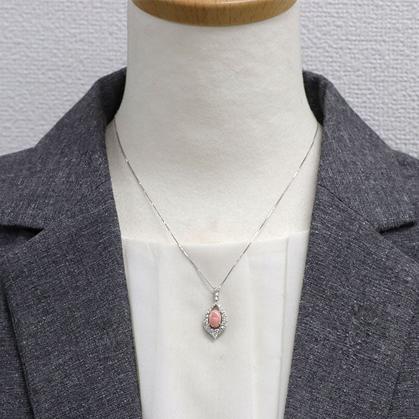Pt900/ Pt850 コンクパール ダイヤモンド ペンダントネックレス 2.73ct D0.68ct