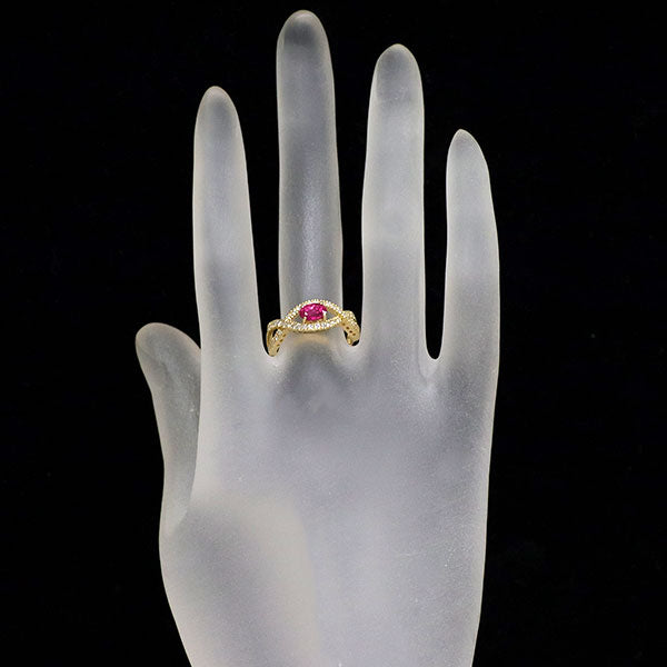 K18YG ルビー ダイヤモンド リング 0.66ct D0.30ct