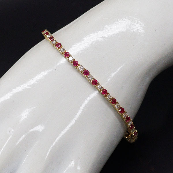 K18YG ルビー ダイヤモンド テニス ブレスレット 3.60ct D1.70ct