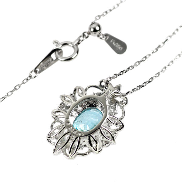 Pt900/ Pt850 ブルージルコン ダイヤモンド ペンダントネックレス 2.45ct D0.22ct