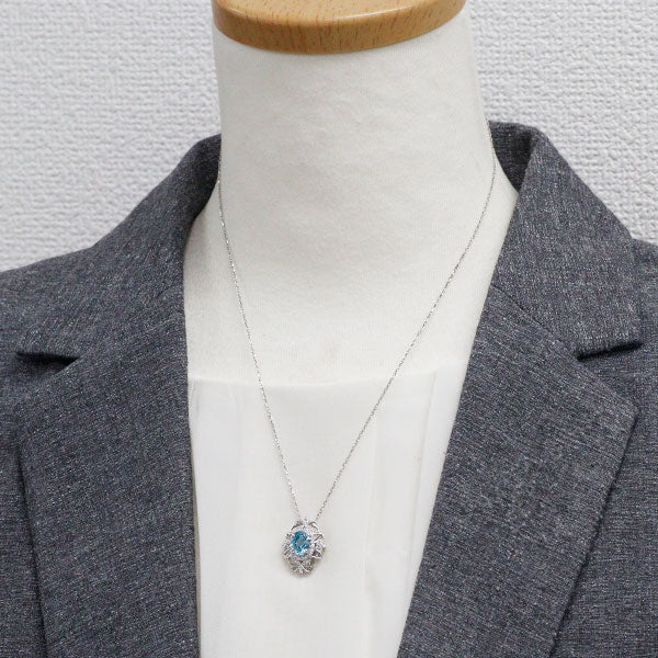 Pt900/ Pt850 ブルージルコン ダイヤモンド ペンダントネックレス 2.45ct D0.22ct