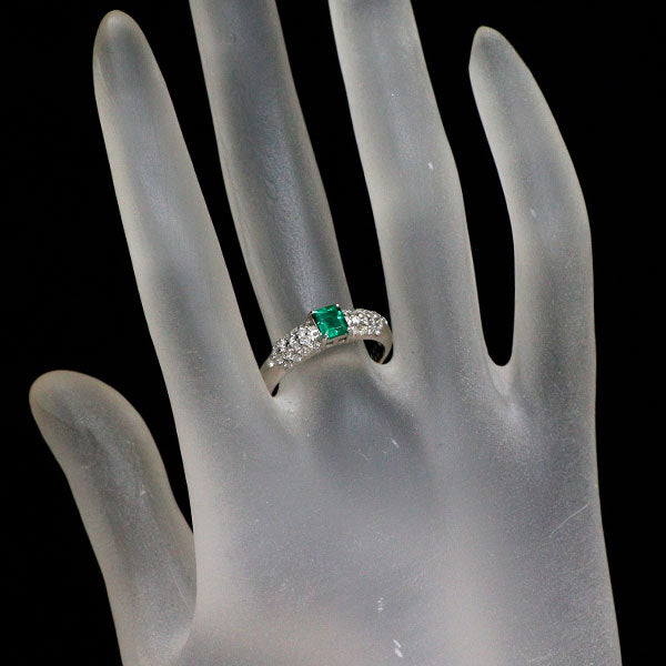Pt900 エメラルド ダイヤモンド リング 0.48ct D0.40ct