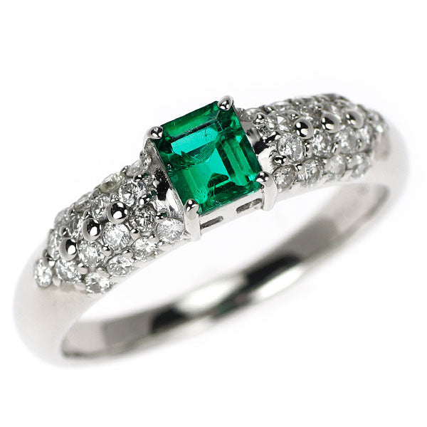 Pt900 エメラルド ダイヤモンド リング 0.48ct D0.40ct