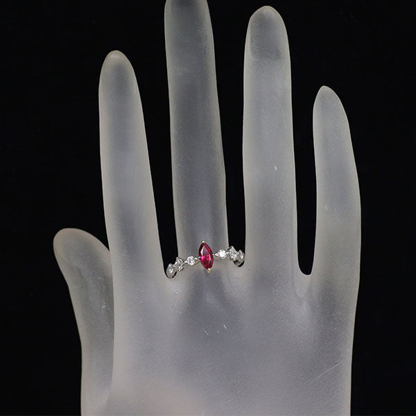 K18YG/Pt900 ルビー ダイヤモンド リング 0.58ct D0.37ct