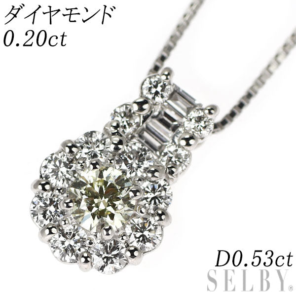 Pt900/ Pt850 ダイヤモンド ペンダントネックレス 0.20ct D0.53ct