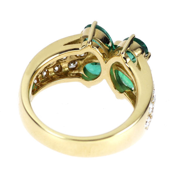 K18YG エメラルド ダイヤモンド リング 1.70ct D1.40ct フラワー