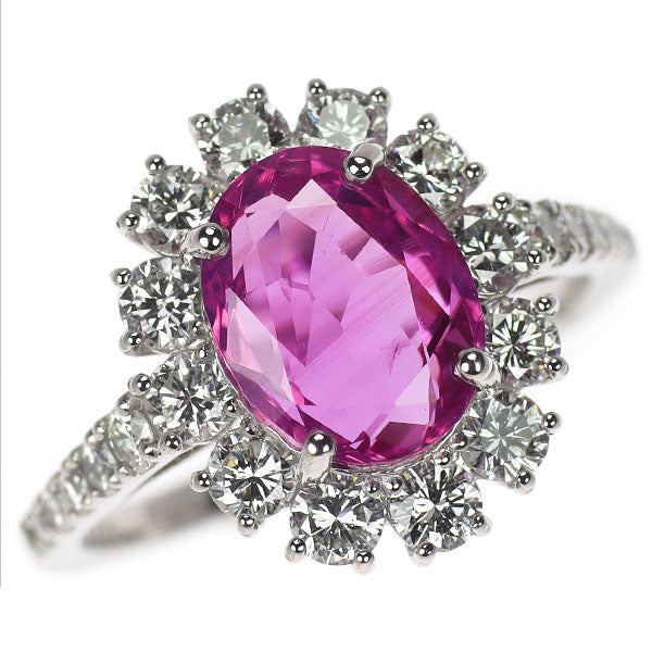Pt950 ピンクサファイア ダイヤモンド リング 2.77ct D1.03ct