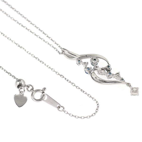 K18WG トリートブルーダイヤモンド ペンダントネックレス 0.25ct D0.26ct