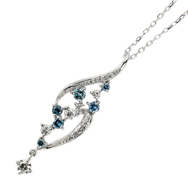 K18WG トリートブルーダイヤモンド ペンダントネックレス 0.25ct D0.26ct