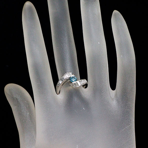 Pt900 トリートブルーダイヤモンド リング 0.34ct D0.53ct