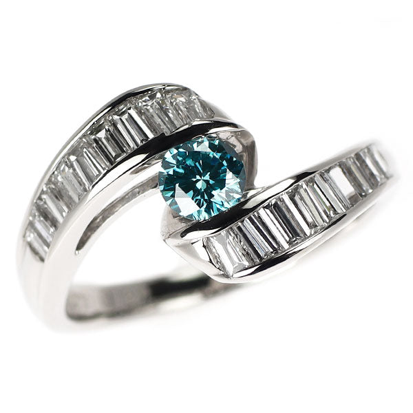 Pt900 トリートブルーダイヤモンド リング 0.34ct D0.53ct