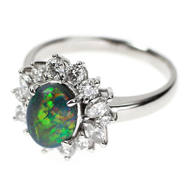 Pt900 ブラックオパール ダイヤモンド リング 1.25ct D0.88ct