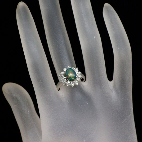 Pt900 ブラックオパール ダイヤモンド リング 1.25ct D0.88ct