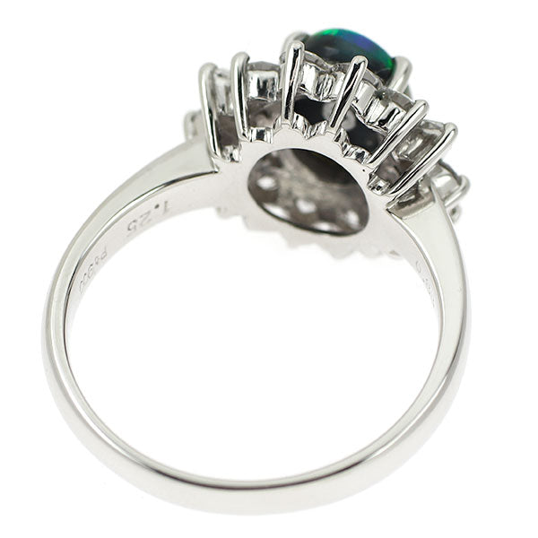 Pt900 ブラックオパール ダイヤモンド リング 1.25ct D0.88ct