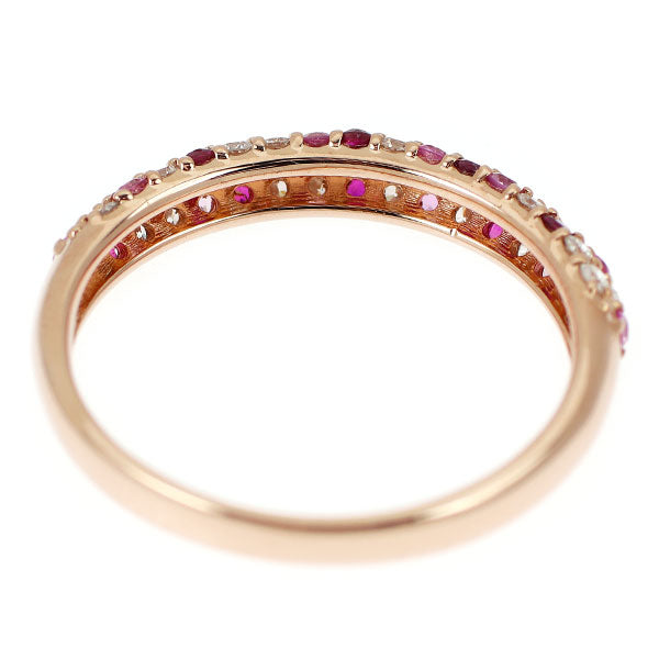 K18PG ルビー/ピンクサファイア ダイヤモンド リング 0.30ct D0.21ct パヴェ