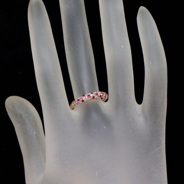 K18PG ルビー/ピンクサファイア ダイヤモンド リング 0.30ct D0.21ct パヴェ