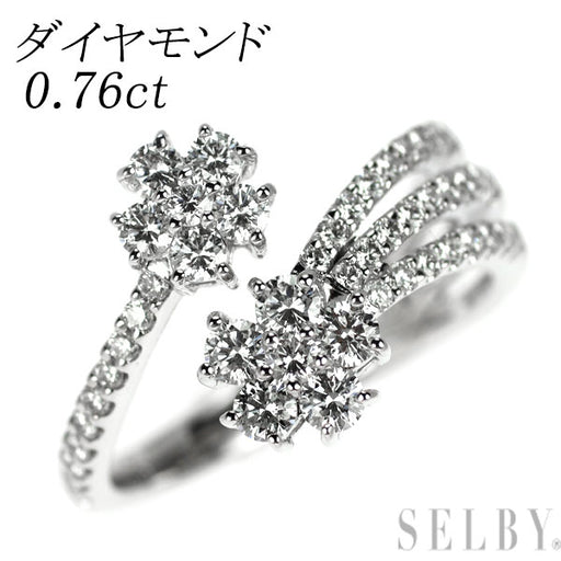 CHIEKO シルバー ダイヤモンド風リング K18WG ダイヤモンド リング 0.76ct フラワー フォーク — セルビー