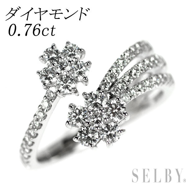 最終交渉可JC162★高級 ダイヤモンド0.68ct K18WG ヘッド K18WG ダイヤモンド リング 0.76ct フラワー フォーク — セルビー